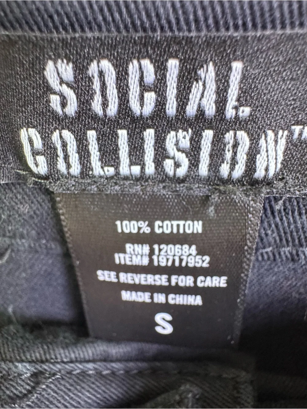 Social Collision Black Cargo Maxi Skirt Zip Detail D-Ring Goth Grunge S